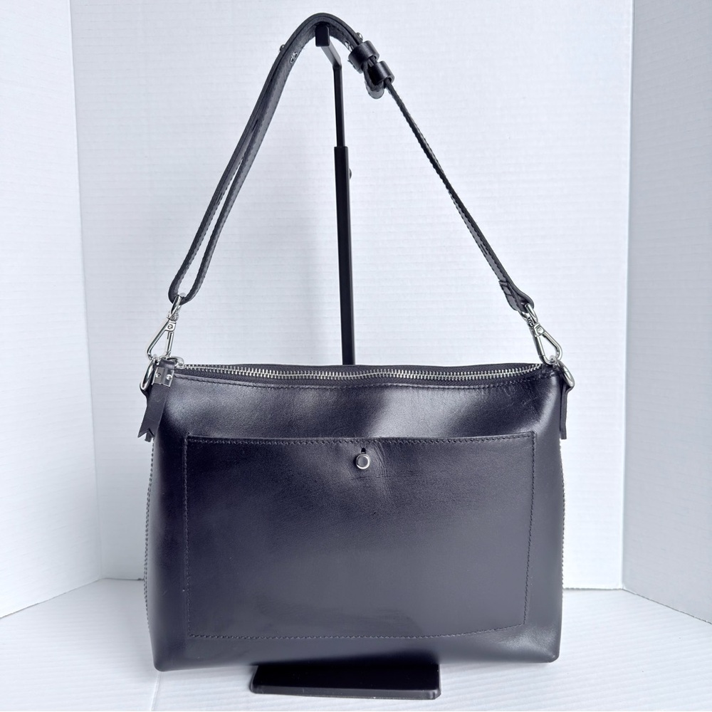 Madewell Black Leather Zip Top Shoulder Bag Minimalist Crossbody NWOT